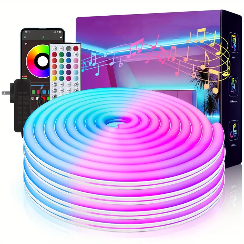 Extra Long Multicolored Led Neon Strip Control - Temu