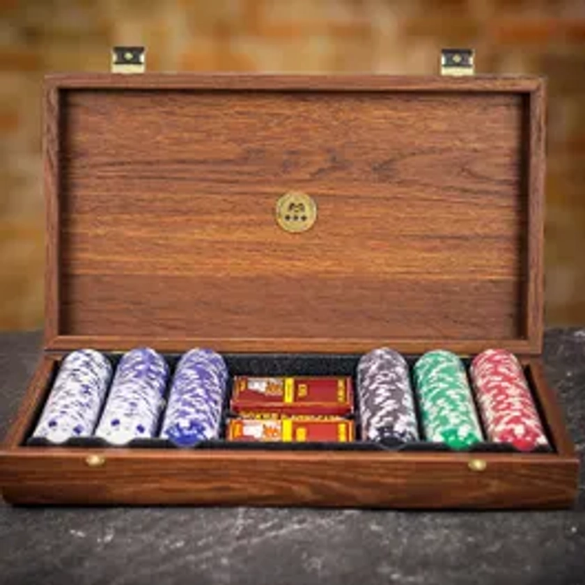 Manopoulos Luxury Poker Set in Walnut and Leatherette Case