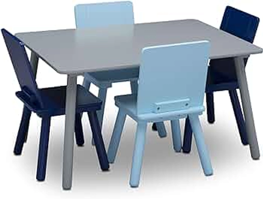 Delta Children Kids Table and Chair Set (4 Chairs Included), Grey/Blue