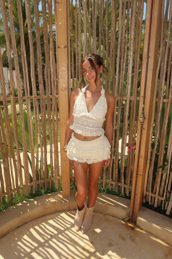 Cream Lace Ruffle Co-Ord