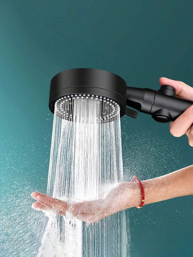 Cabezal de ducha ajustable de 1 pieza, cabezal de ducha de alta presión de 5 modos negro, para baño