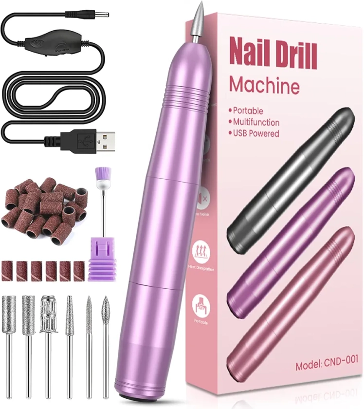 Electric Nail Files, Professional Nail Drill for Acrylic Nails Gel, Electric Nail Drill 20000 RPM, Adjustable Speed E File for Nails, Electric Manicure Pedicure Kit Gifts for Beginner Girl Women Mum