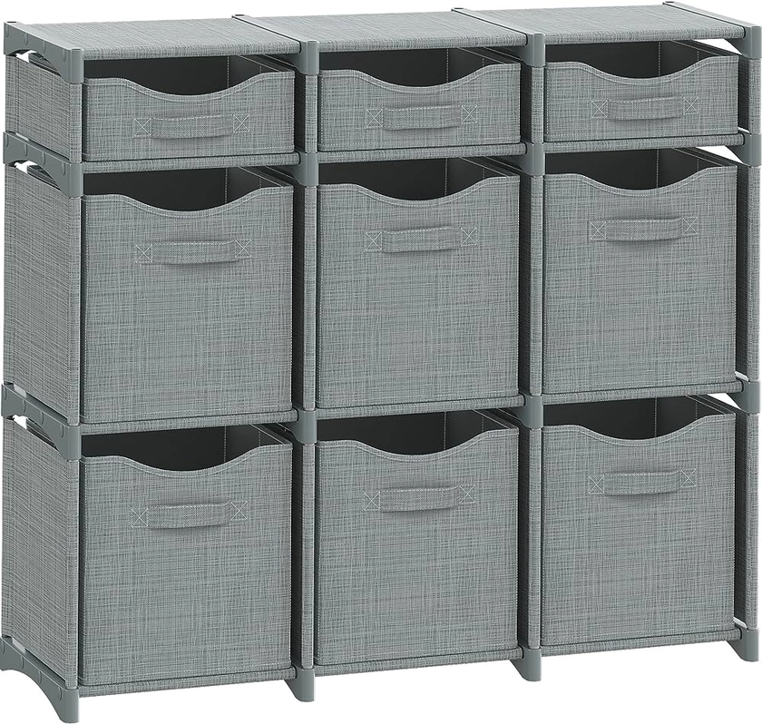 Amazon.com: 9 Cube Closet Organizers, Includes All Storage Cube Bins, Easy To Assemble Storage Unit With Drawers | Room Organizer For Clothes, Baby Closet Bedroom, Playroom, Dorm (Light Grey) : Home & Kitchen