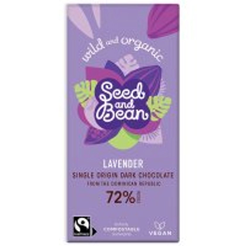 Seed and Bean Organic Extra Dark Chocolate Bar - Lavender - 85g - Seed and Bean