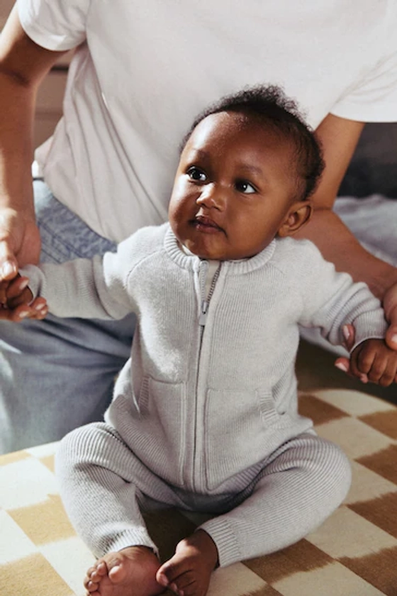 Buy Grey Knit Zip Jumper and Joggers 3 Piece Set (0mths-2yrs) from the Next UK online shop