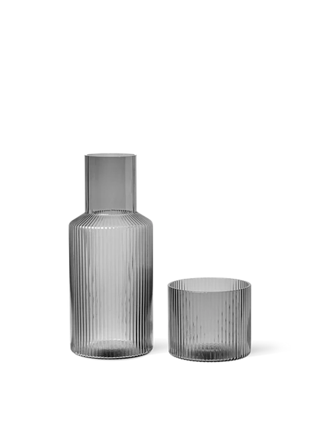 Ripple Carafe Set | Elegant in mouth-blown and ribbed glass | ferm LIVING