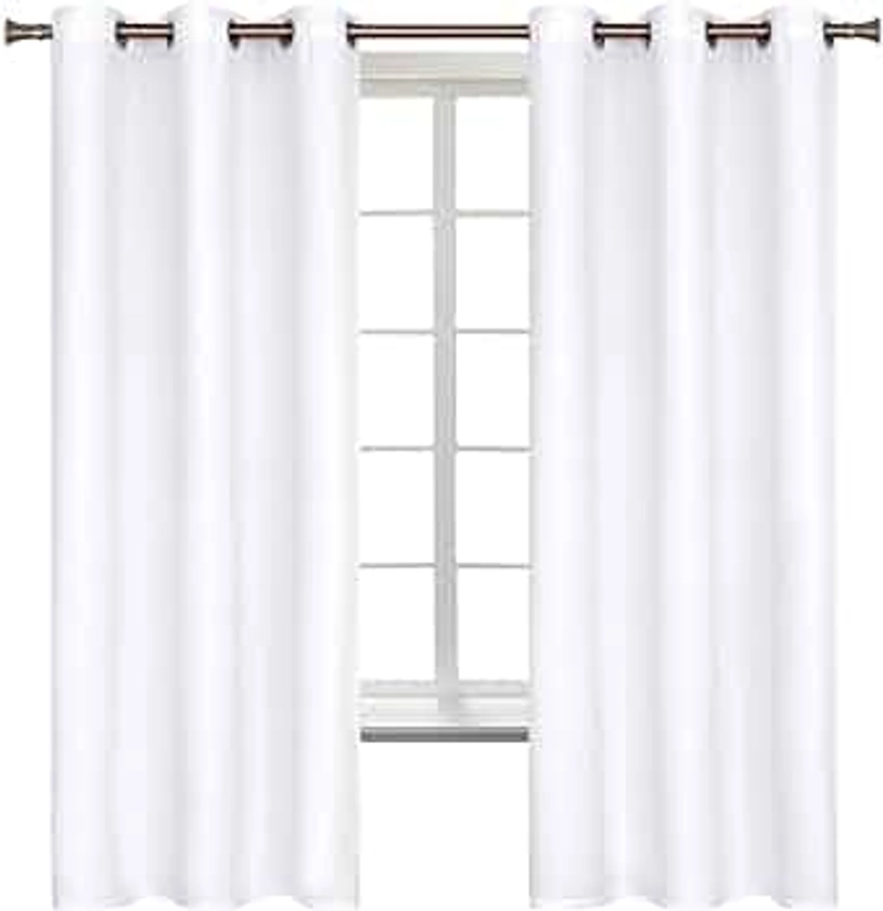 BGment Room Darkening Curtains 63 Inches Long - Grommet Thermal Insulated Drapes Window Treatment Curtains for Bedroom, 2 Panels, 42 x 63 Inch, Pure White