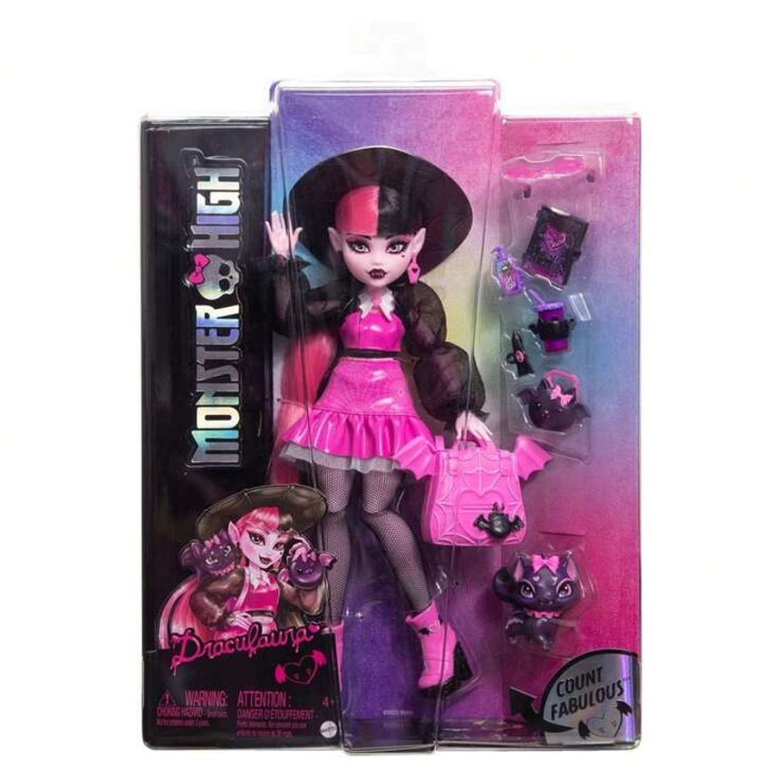 Mattel Muñeca Articulada Monster High Draculaura con mascota conjunto de moda y accesorios. - Modelos surtidos random shipping (Mattel HRP64) ✅ Entrega 24/48h a España (península)