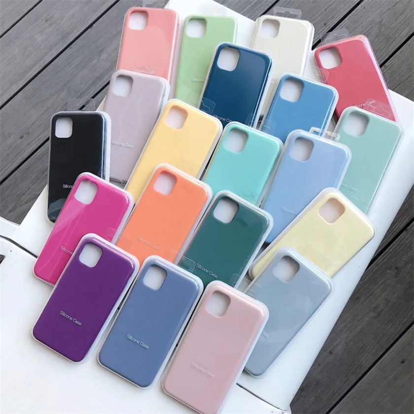 Officiel Original Étui En Silicone Pour iPhone 14 13 12 11 Pro Max X XR XS Pour Apple iPhone 12 13 Mini 7 8 Plus SE Couvrir