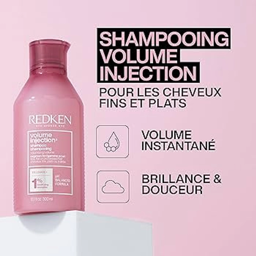 Redken, Shampoing Volume pour Cheveux Fins & Plats, Brillance, Douceur & Souplesse, Volume Injection, 300 ml