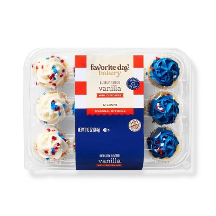 Patriotic Vanilla Mini Cupcakes - 10oz/12ct - Favorite Day™