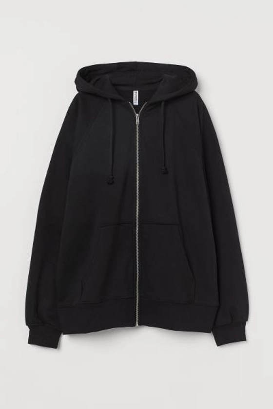 Hoodie oversize zippé - Noir - FEMME | H&M FR