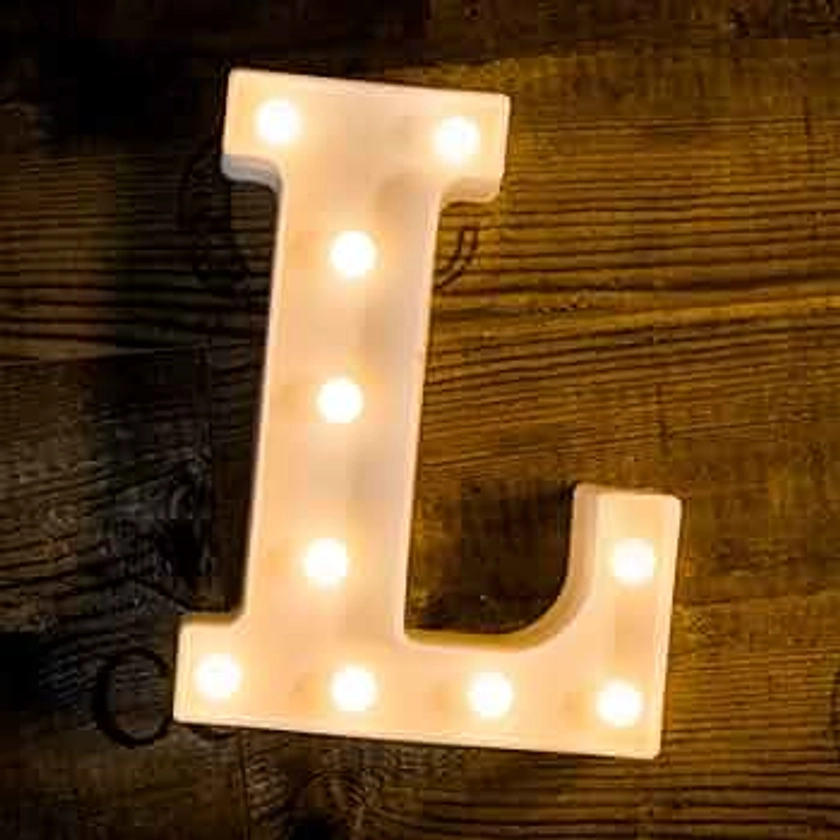 Foaky LED Letter Lights Sign Marquee Light Up Letters Sign for Night Light Wedding/Birthday Party Battery Powered Christmas Lamp Home Bar Decoration(L)