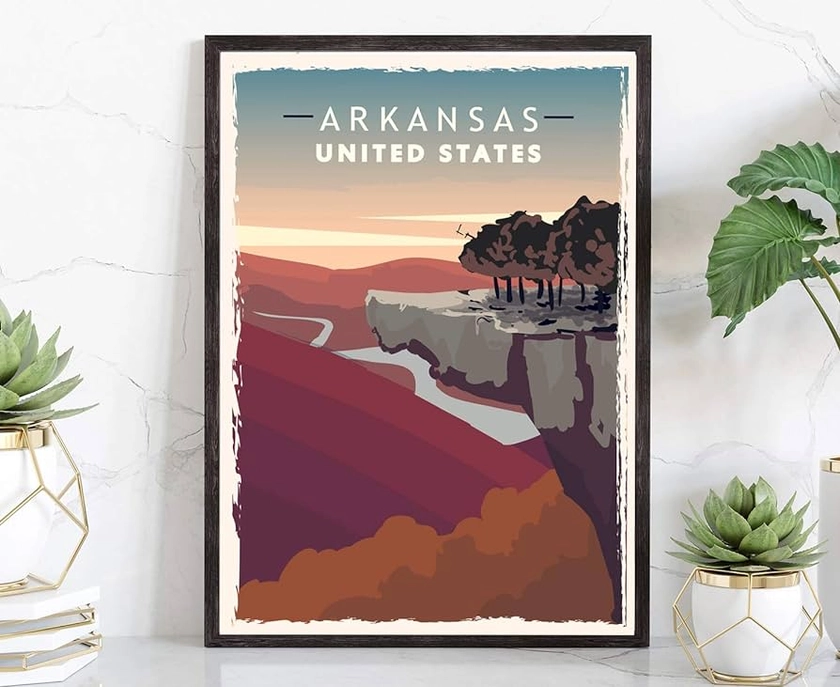 Amazon.com: PERA PRINT Retro Style Travel Poster, Arkansas, Vintage Rustic Poster Print, Home Office Wall Decoration, Arkansas State Map Poster - 12 * 18 Inches: Posters & Prints
