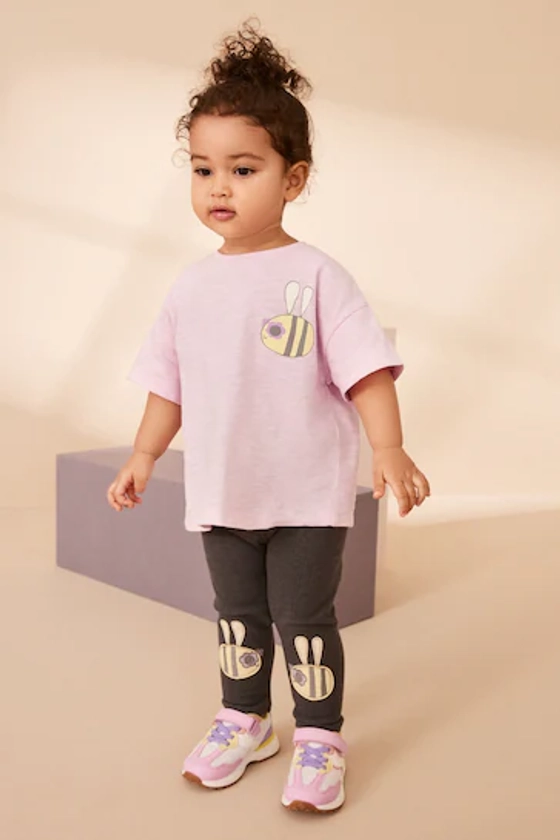Lilac Purple Short Sleeve T-Shirt and Leggings Set (3mths-7yrs)