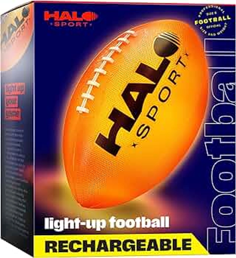 Rechargeable Light Up Football - Glow in The Dark Ball - NO 6 - Outdoor Sports Birthday Gifts for Boys 8-15+ Year Old - Kids Teenage Youth Gift Ideas - Boy Toys Stuff Ages 8 9 10 11 12 13 14 15