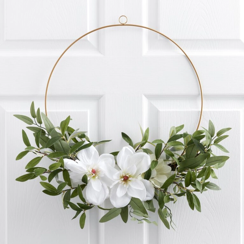 Faux Eucalyptus And Flower Hoop Wreath - World Market