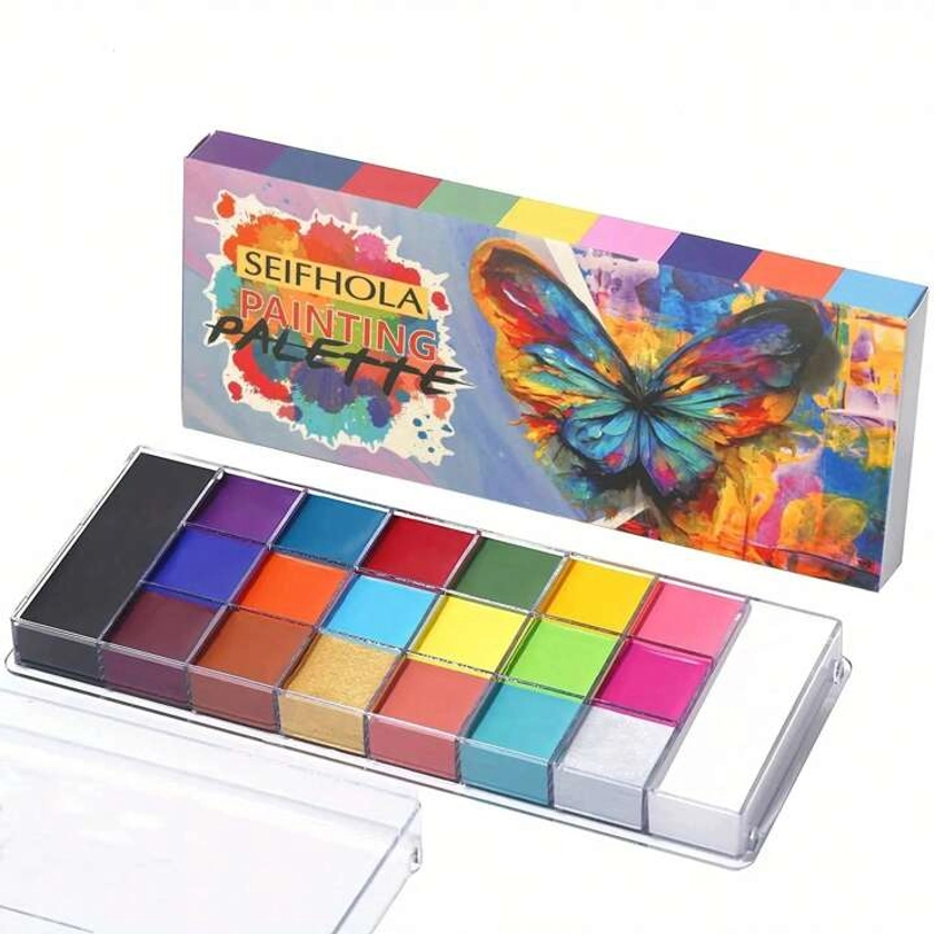 20 Colors Body Painting Pigment For Kids, Halloween, Christmas, Party, Nightclub, Various Colors With Palette