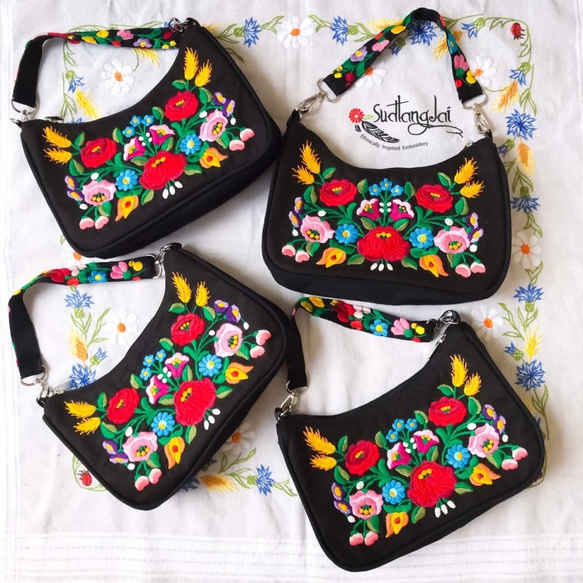 Handmade Women Handbag With Hungarian Floral Motifs Embroidered on One Sides - Etsy UK