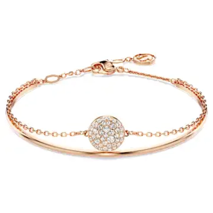 Sublima bangle, White, Rose gold-tone plated