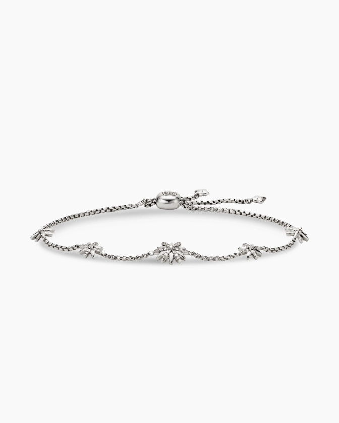 David Yurman | Petite Starburst Station Chain Bracelet in Sterling Silver with Diamonds, 1.5mm