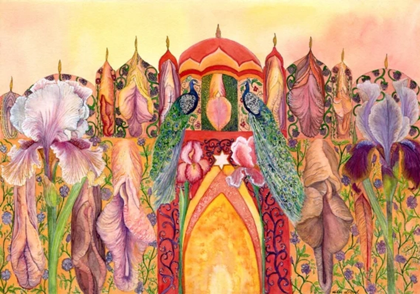 Yoni Temple, yoni art LGBTQ vulva feminist watercolour reproduction