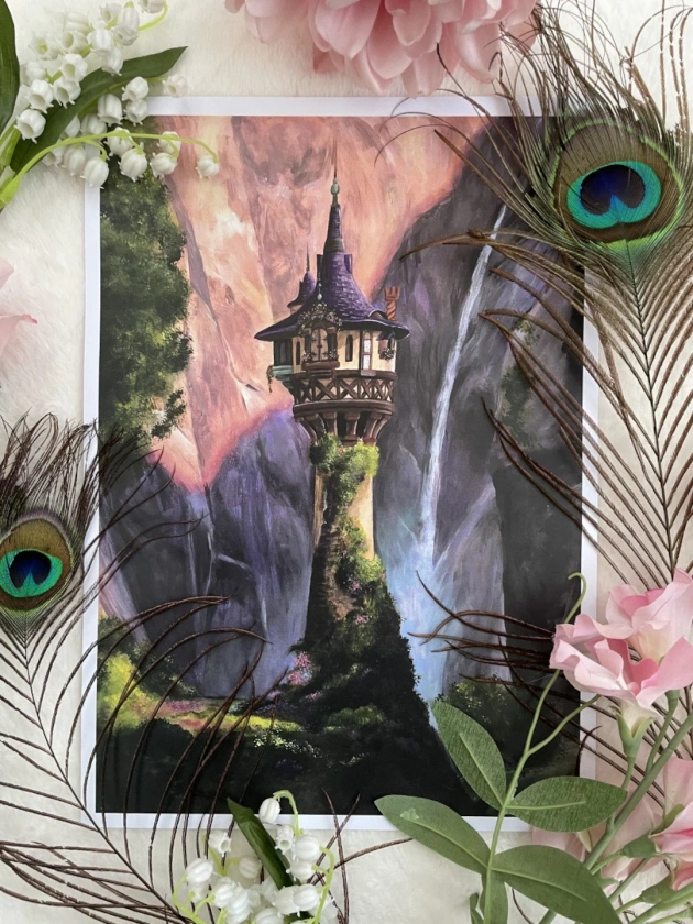Tangled Tower Disney Style, Realism Art Print