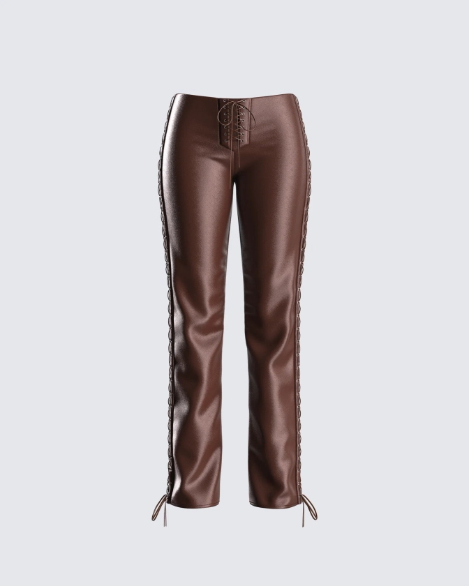 Bette Brown Lace Up Pants