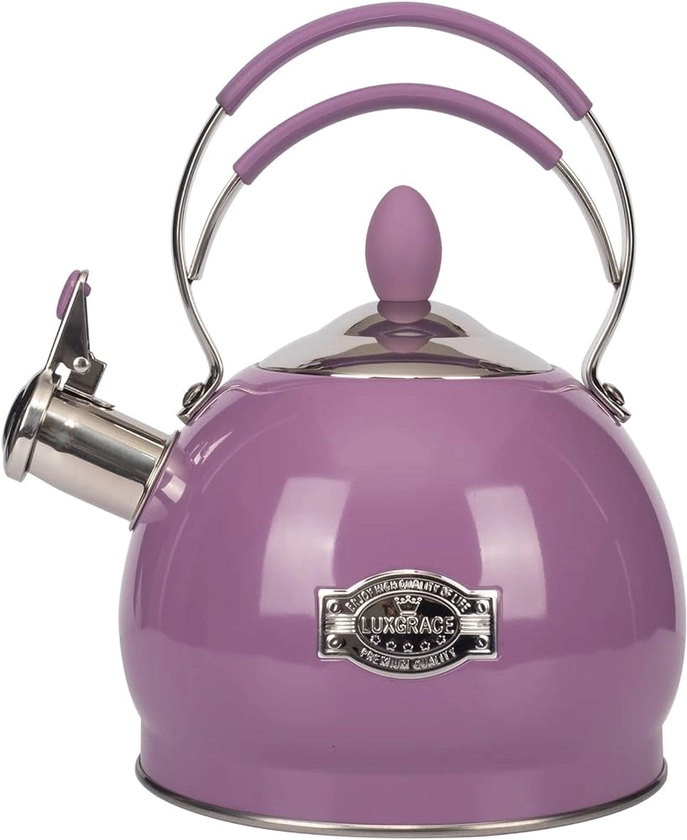 LUXGRACE Whistling Tea Kettle Stainless Steel Teapot, Teakettle for Stovetop Induction Stove Top, Fast Boiling Heat Water Tea Pot 2.6 Quart, Purple : Amazon.com.au: Kitchen & Dining