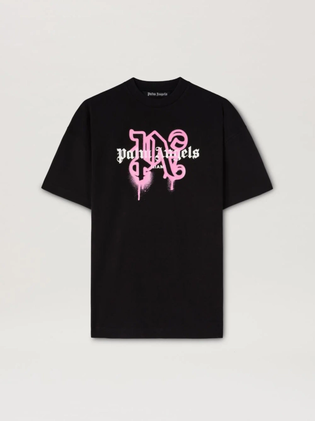 Monogram Spray City T-shirt MIAMI in black - Palm Angels® Official 