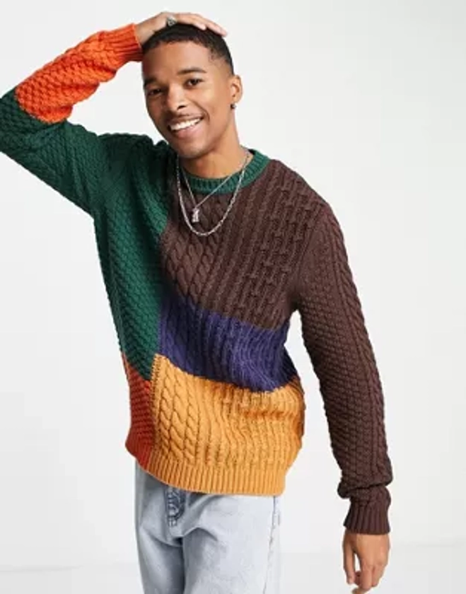 ASOS DESIGN - Pull color block en maille torsadée effet patchwork | ASOS