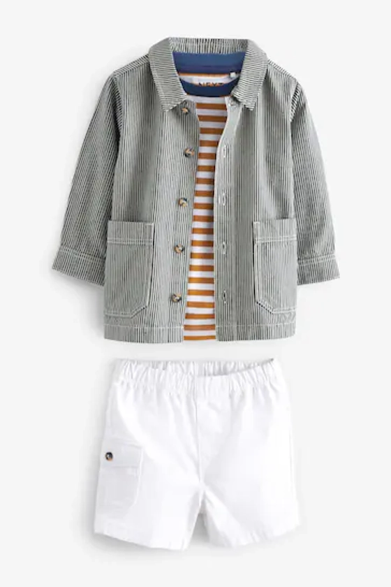 Buy Stripe Denim Shacket, T-Shirt and Shorts Set (3mths-7yrs) from the Next UK online shop
