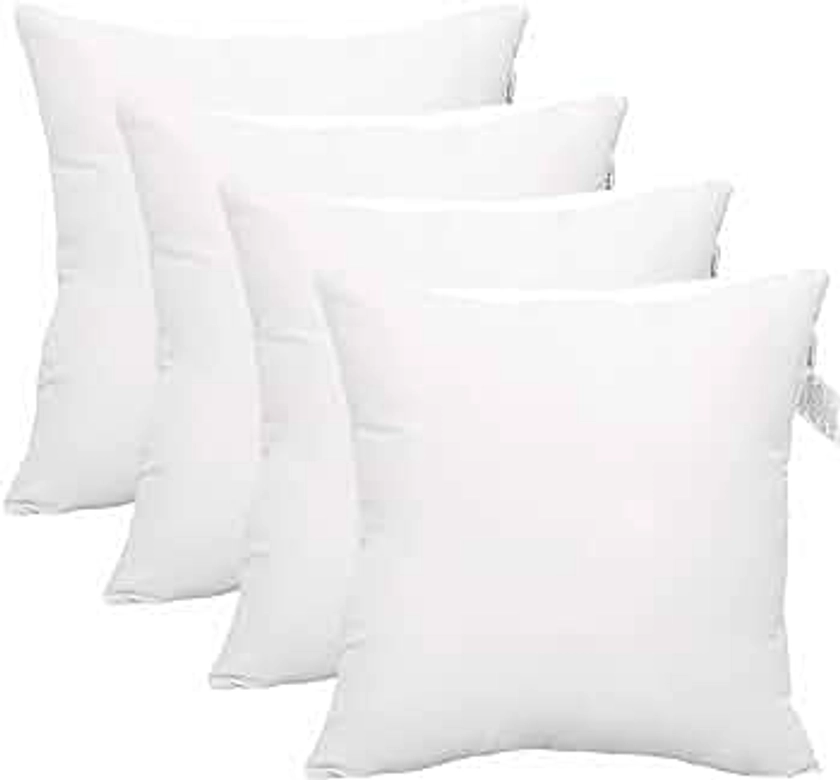 ACCENTHOME 18x18 Pillow Inserts (Pack of 4) Hypoallergenic Throw Pillows Forms | White Square Throw Pillow Insert | Decorative Sham Stuffer Cushion Filler for Sofa, Couch, Bed & Living Room Decor