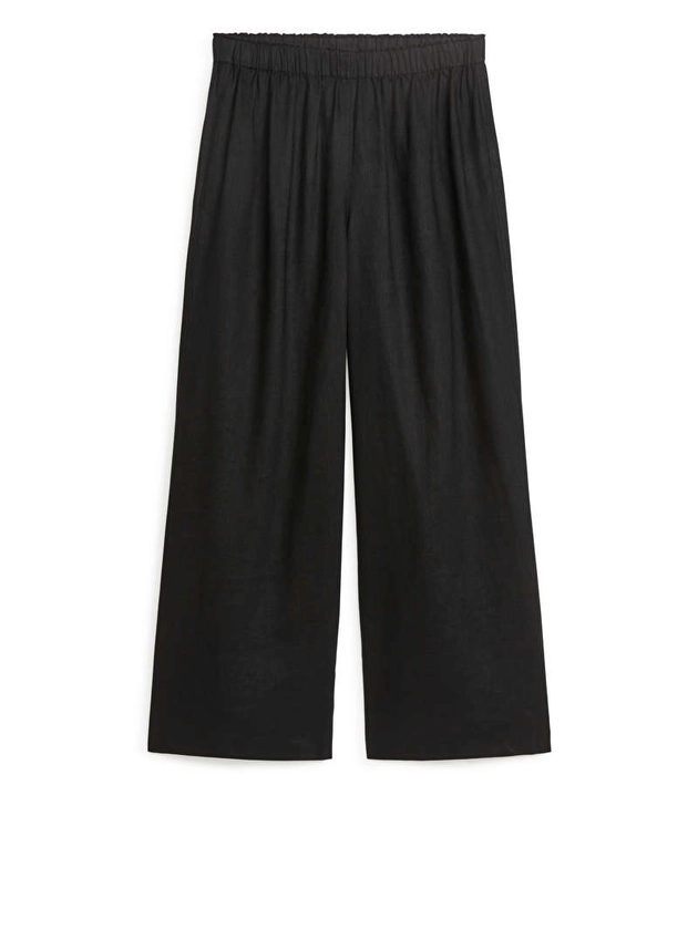 Wide Linen Trousers - Black - ARKET BE