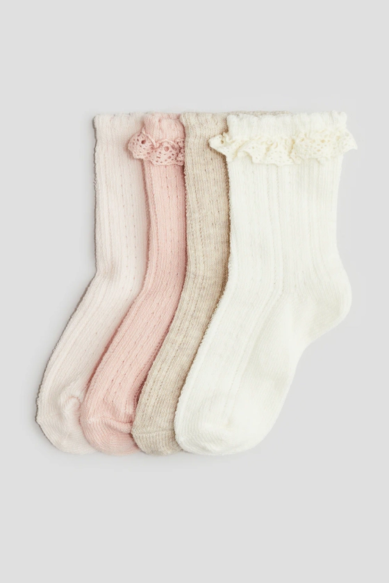 Lot de 4 paires de chaussettes - Crème/rose ancien - ENFANT | H&M FR