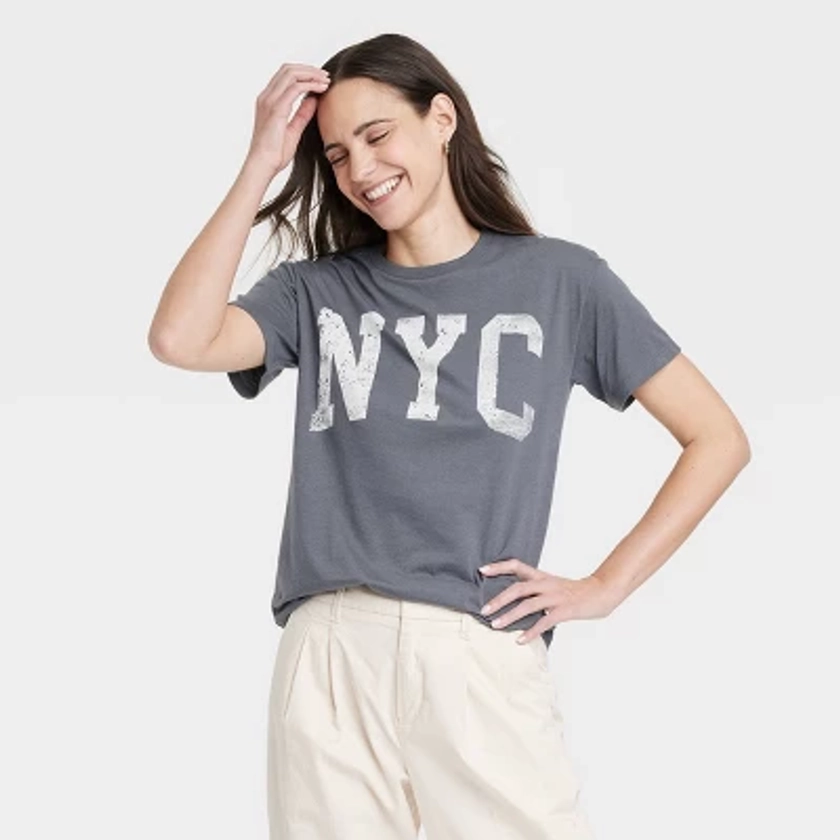 Women's NYC Short Sleeve Graphic T-Shirt - Gray XL