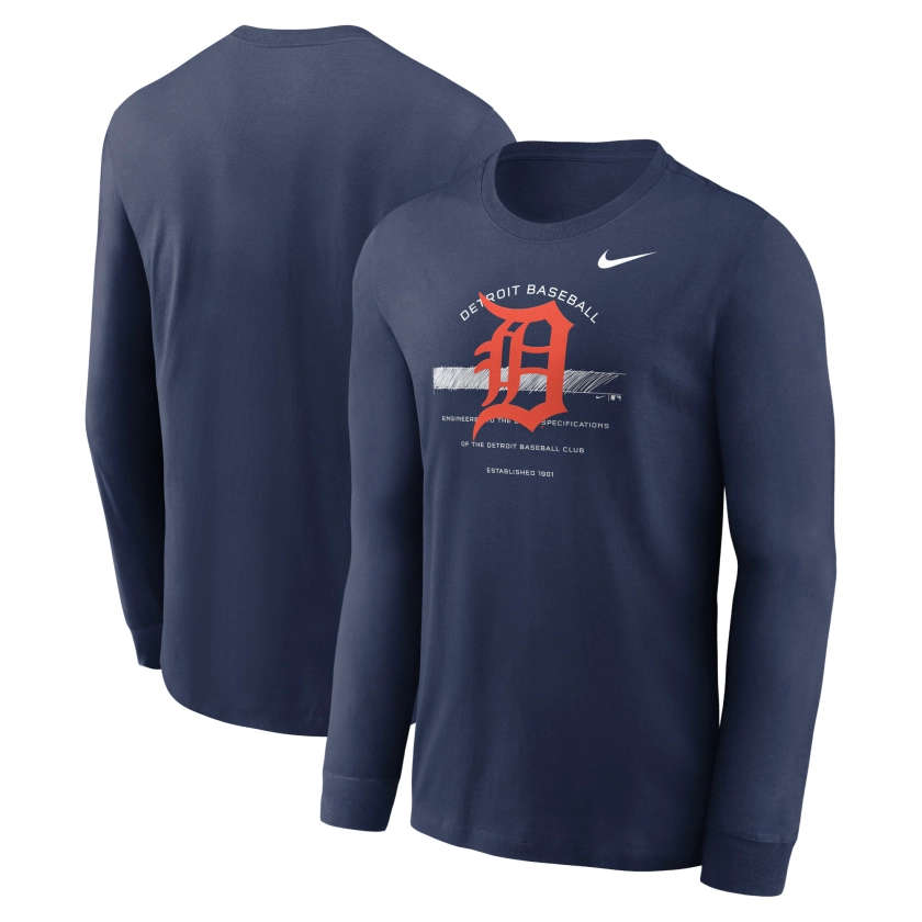 Detroit Tigers Nike Over Arch Performance Long Sleeve T-Shirt - Navy