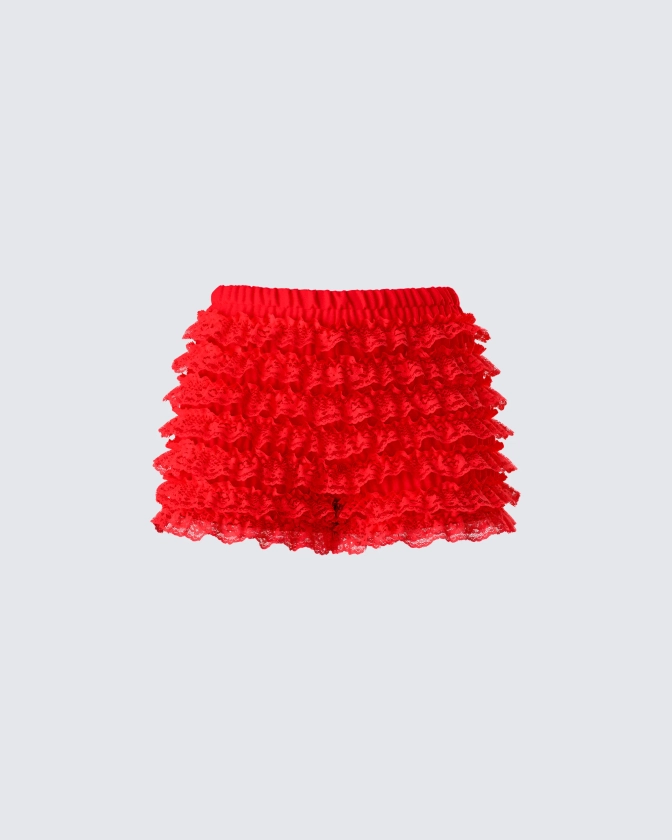 Maylah Red Ruffle Short