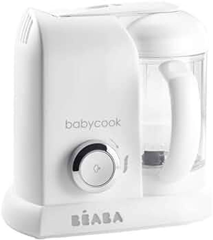 BÉABA, Babycook Solo, Robot Bébé 4 en 1 Mixeur-Cuiseur, Cuisson Vapeur, Diversification alimentaire, Petits pots bébé maison, White/Silver