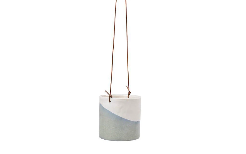 Dipped Blue Hanging Planter with Plant