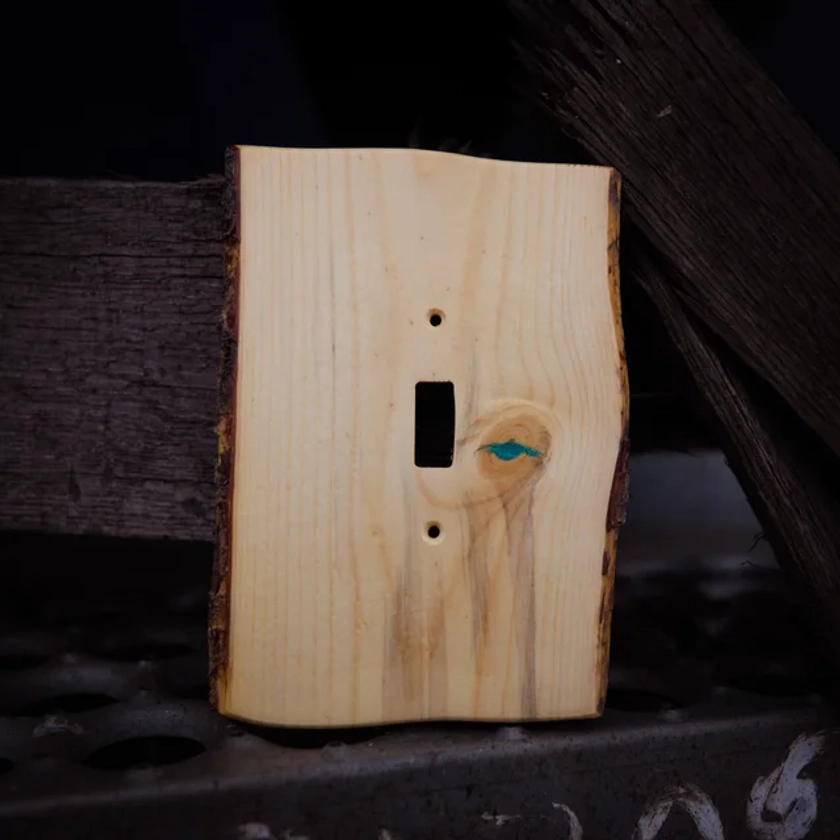 Turquoise Switchplate one-of-a-kind Single Toggle Blued Pine
