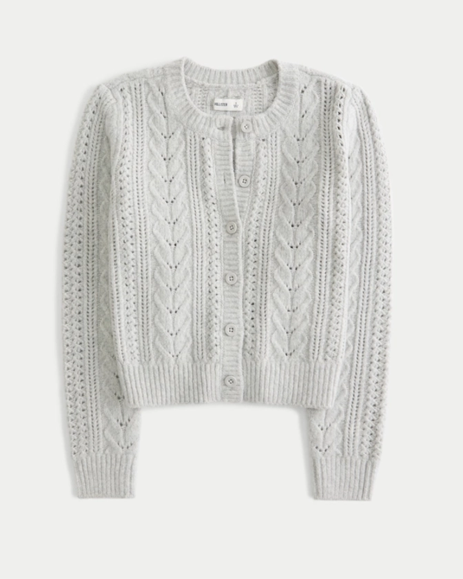 Women's Hollister Comfy Cloud Cable-Knit Cardigan | Women's Tops | HollisterCo.com