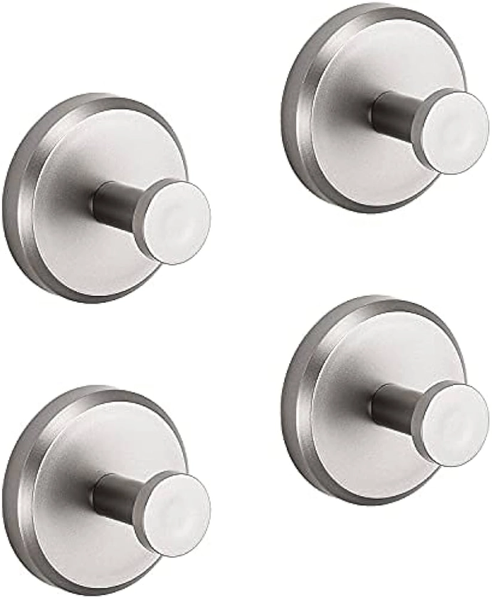 HOME SO Suction Cup Hooks for Shower, Bathroom, Kitchen, Glass Door, Mirror, Tile – Loofah, Towel, Coat, Bath Robe Hook Holder for Hanging up to 15 lbs – Polished Matte Chrome, Brushed Nickel (4-pack) - Amazon.com