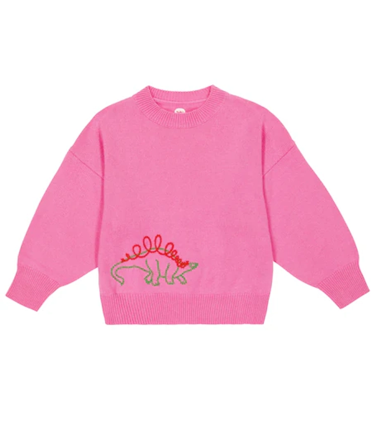 Dino embroidered cashmere sweater in pink - The Row Kids | Mytheresa