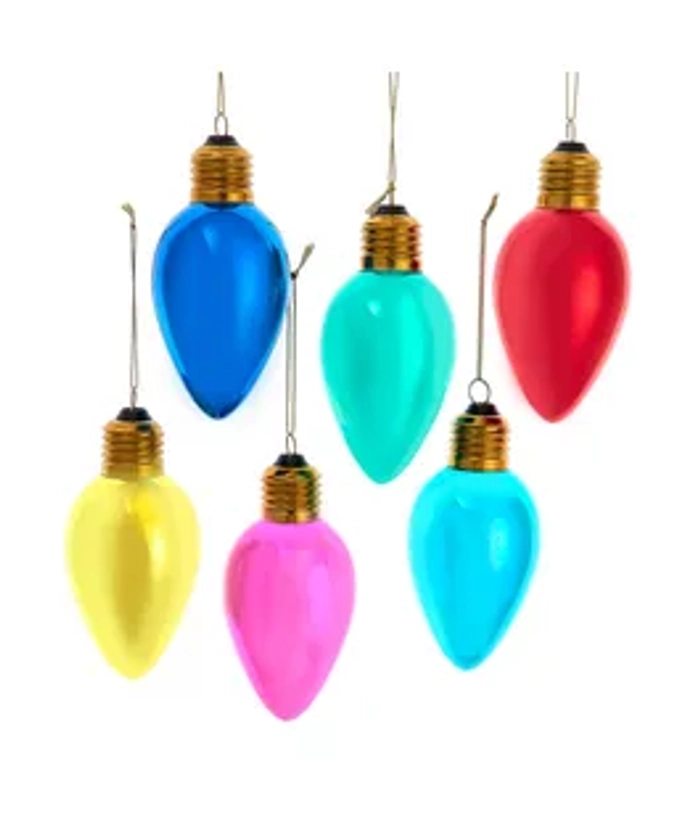 Glass Oversized C7 Bulb Ornaments, 6 Assorted