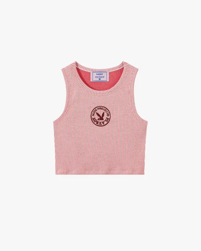 PLAYBOY CONTRAST RIBBED TANK TOP RED