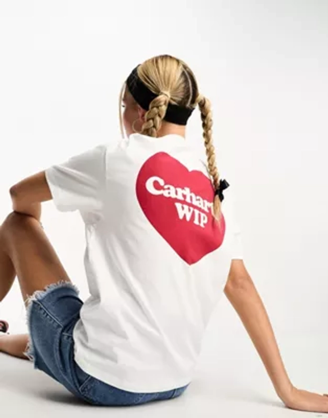 Carhartt WIP - T-shirt à imprimé cœur au dos - Blanc