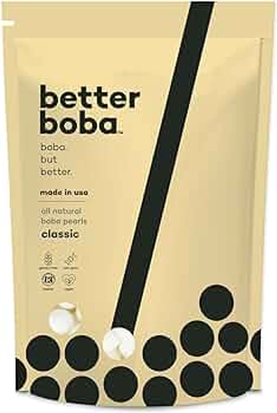 Better Boba All-Natural Classic Boba Pearls with NO Artificial Ingredients, NO Preservatives, Non-GMO, Gluten-Free, Vegan, Kosher, Easy to Make, Made in the USA