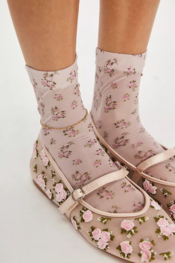 For Love & Lemons Floral Crew Socks