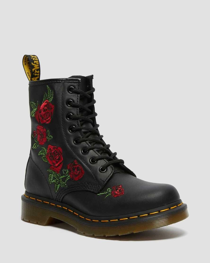 DR MARTENS 1460 VONDA FLORAL LEATHER ANKLE BOOTS